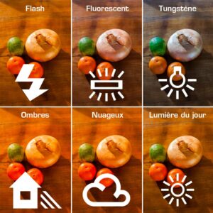 Différents réglages de balance des blancs sur une image qui est faite au flash