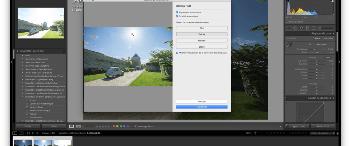 Fusion HDR Fusion panoramique Lightroom